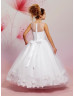 Illusion Neck Organza Blossom Flower Girl Dress